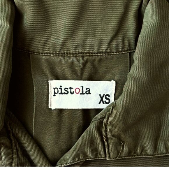 Revolve Pistola 100% Tencel Utility Button Down Long Sleeve Shirt Army Green XS - Picture 3 of 10